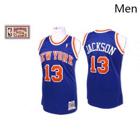 Mens Mitchell and Ness New York Knicks 13 Mark Jackson Authentic Royal Blue Throwback NBA Jersey
